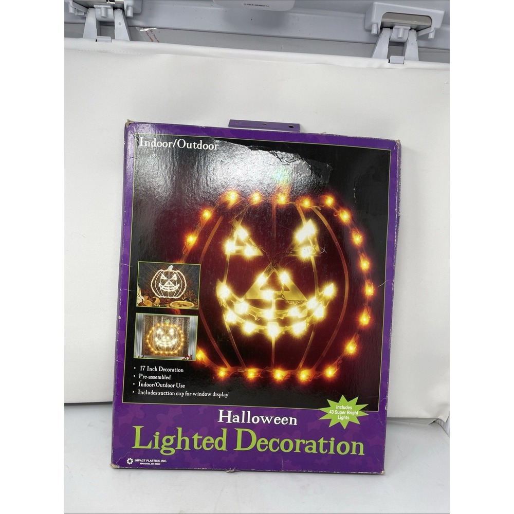 Light Up Halloween Pumpkin W/‎ Box Vintage 2000 Impact Plastics #85503 TESTED